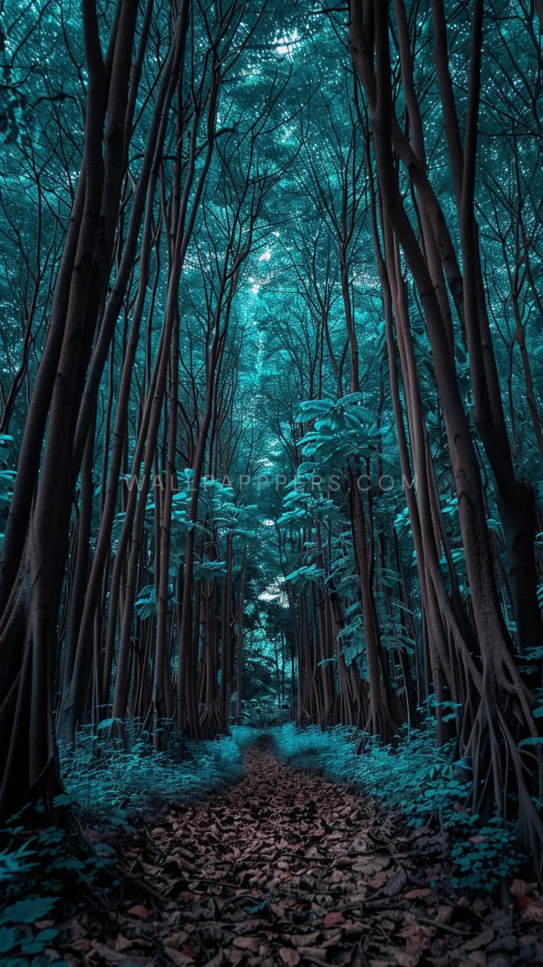 Bali Highland Forest Path, AI-generated forest phone wallpaper