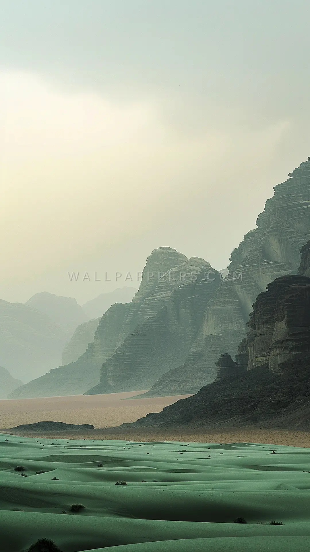 Wadi Rum Desert Landscape, AI-generated desert phone wallpaper