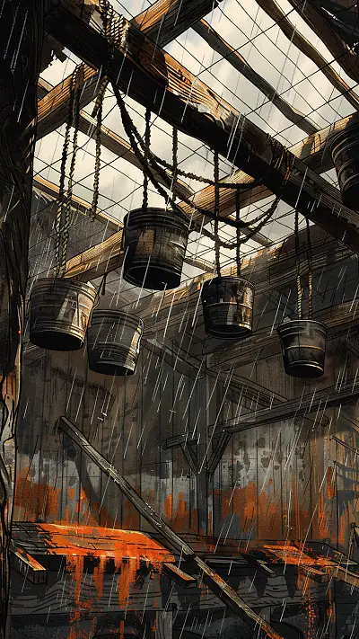 Rainy Hardware Stall, AI-generated urban phone wallpaper