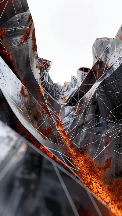 Rust Through Zinc Spangle, AI-generated abstract phone wallpaper