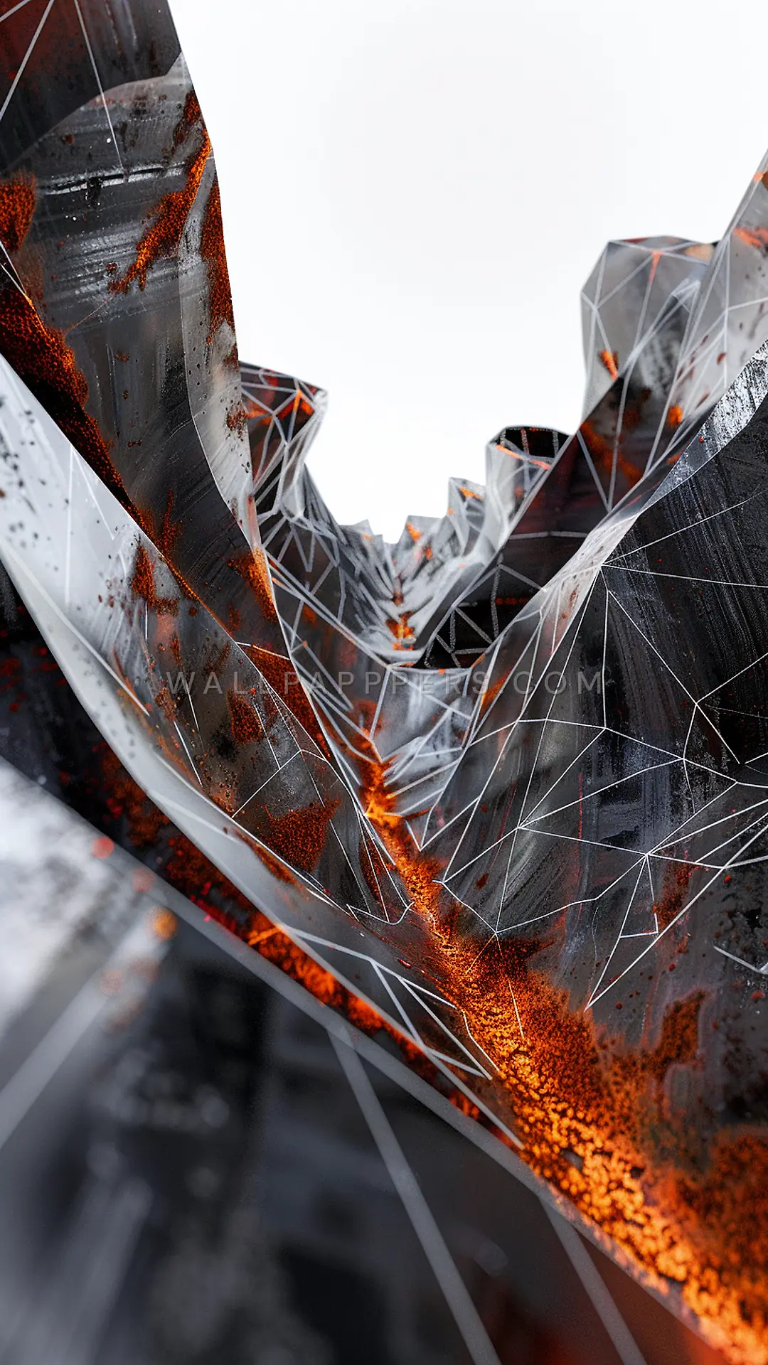 Rust Through Zinc Spangle, AI-generated abstract phone wallpaper
