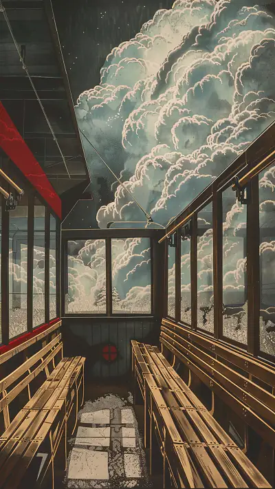Desolate Tram Depot, AI-generated mechanical phone wallpaper