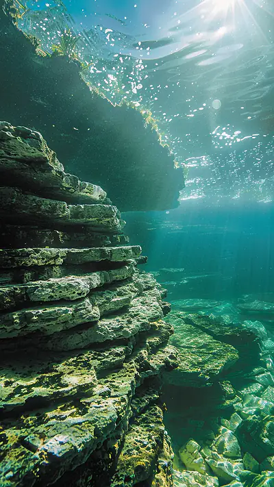 Cenote Underwater Landscape, AI-generated underwater phone wallpaper