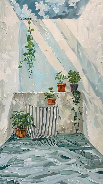 Saigon Balcony Retreat, AI-generated retro phone wallpaper