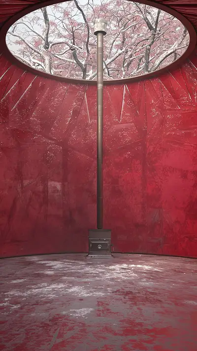 Inside A Mongolian Ger, AI-generated minimalist phone wallpaper