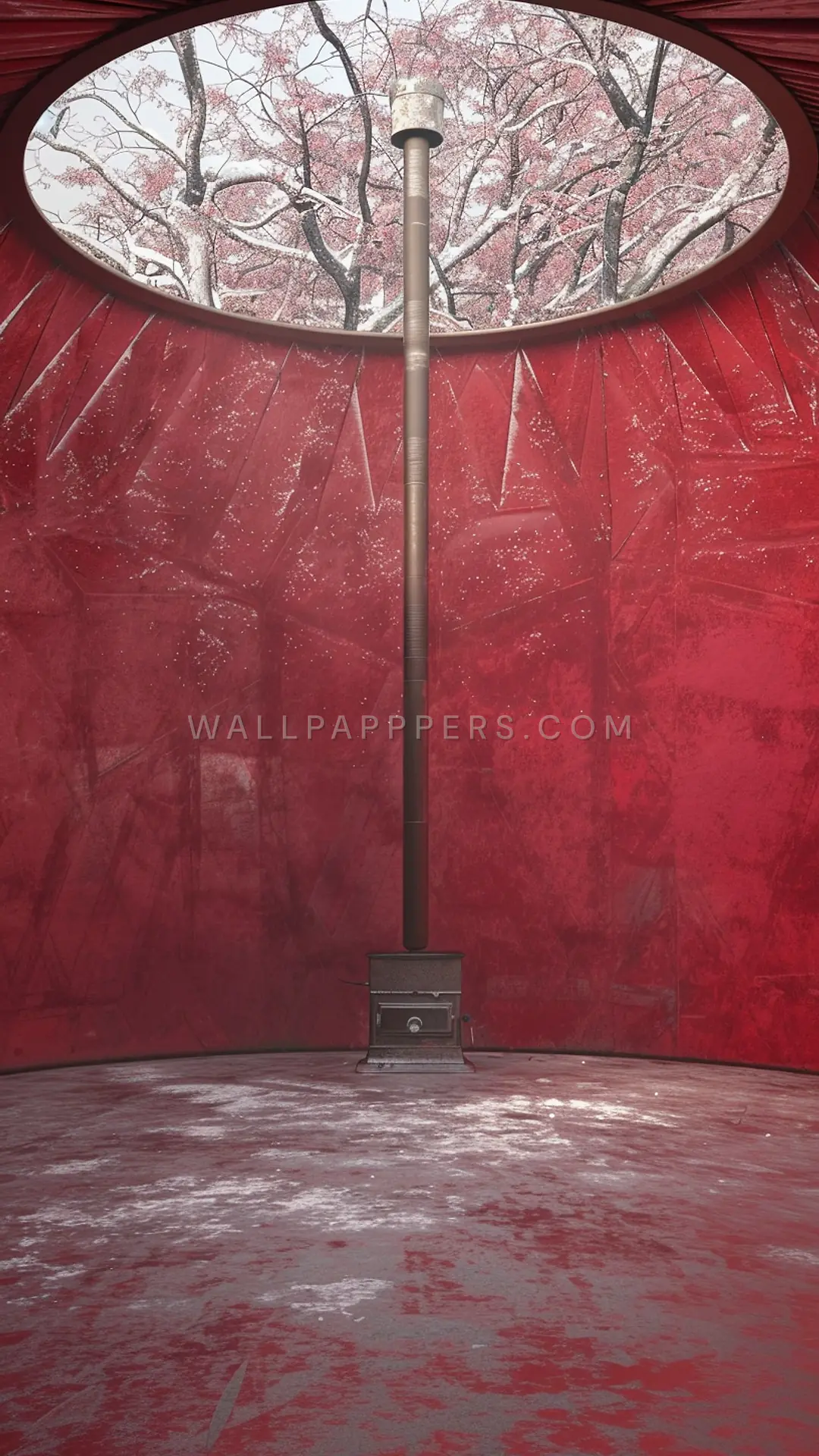 Inside A Mongolian Ger, AI-generated minimalist phone wallpaper