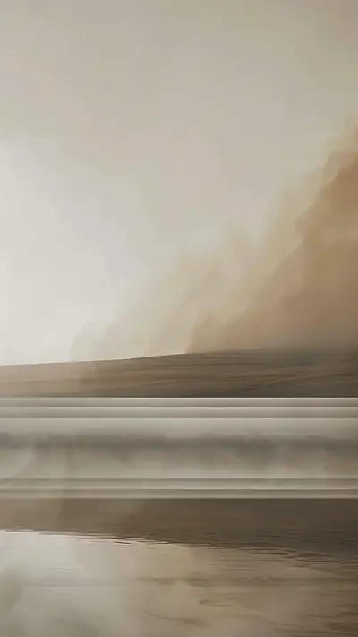 Fog Over Still Water, AI-generated weather phone wallpaper