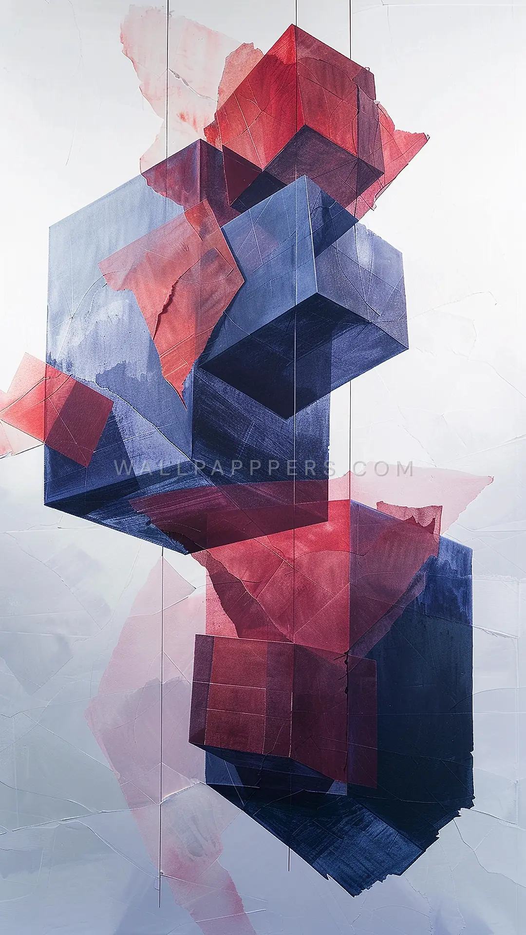 Geometric Cube Arrangement, AI-generated abstract phone wallpaper