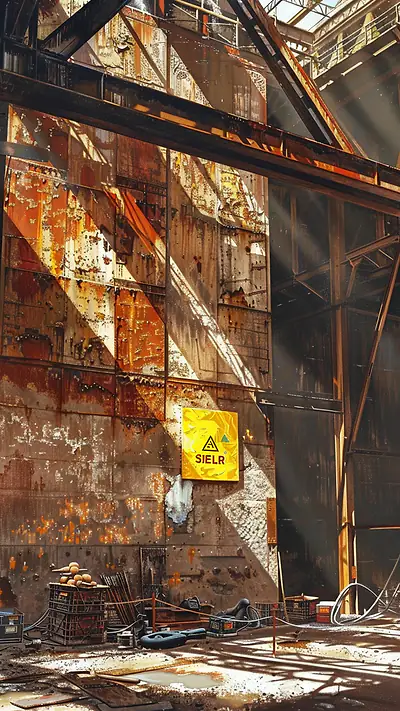 Rusted Glasgow Shipyard Shed, AI-generated urban phone wallpaper