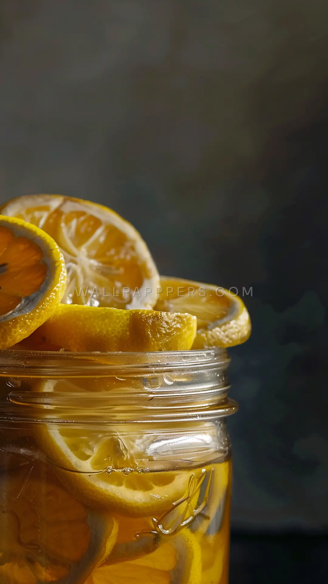 Preserved Lemons in Jar, AI-generated food phone wallpaper
