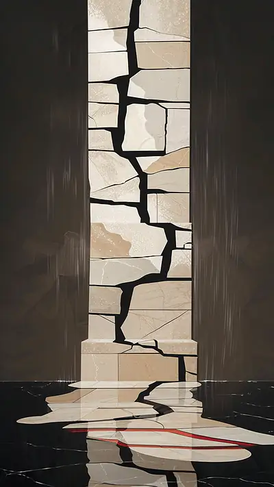 Interlocking Stone Cascade, AI-generated geometric phone wallpaper