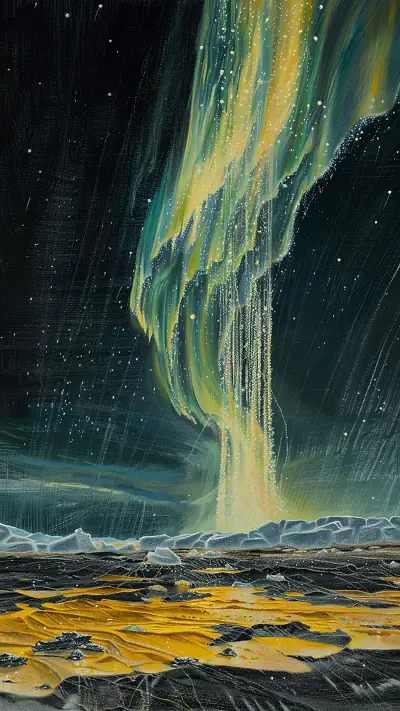 Aurora Over Antarctica, AI-generated aurora phone wallpaper
