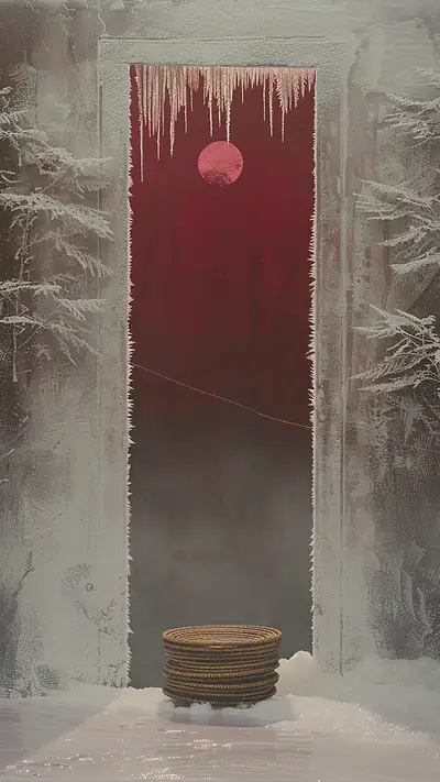 Frosted Doorway at Dusk, AI-generated minimalist phone wallpaper