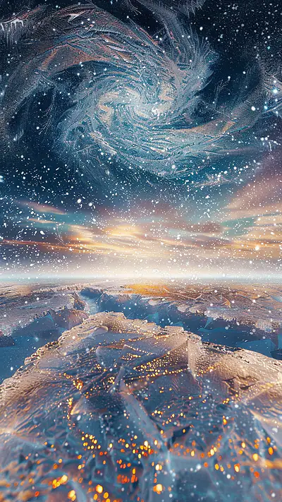 Snow Squall Under Light, AI-generated weather phone wallpaper