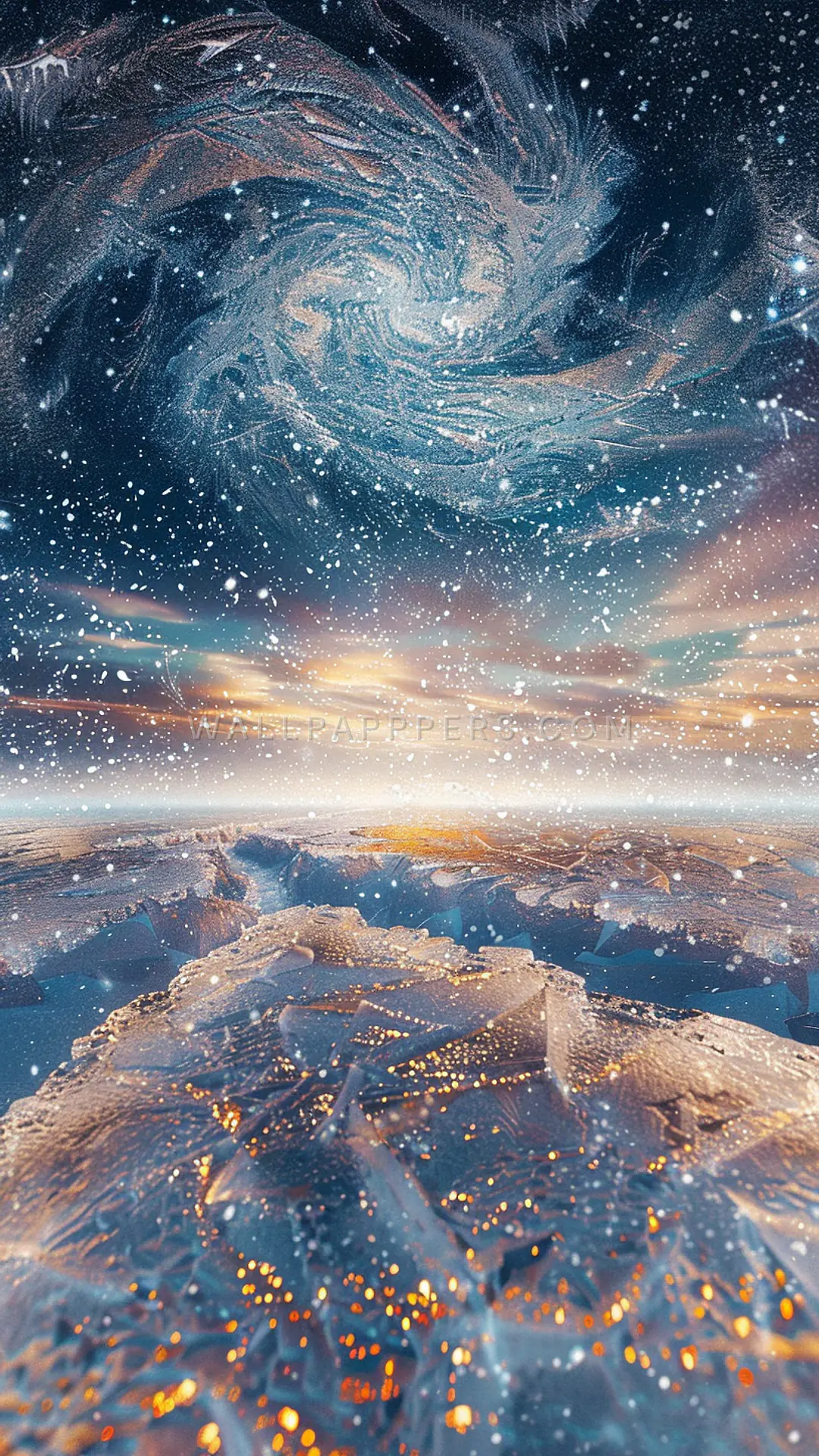 Snow Squall Under Light, AI-generated weather phone wallpaper