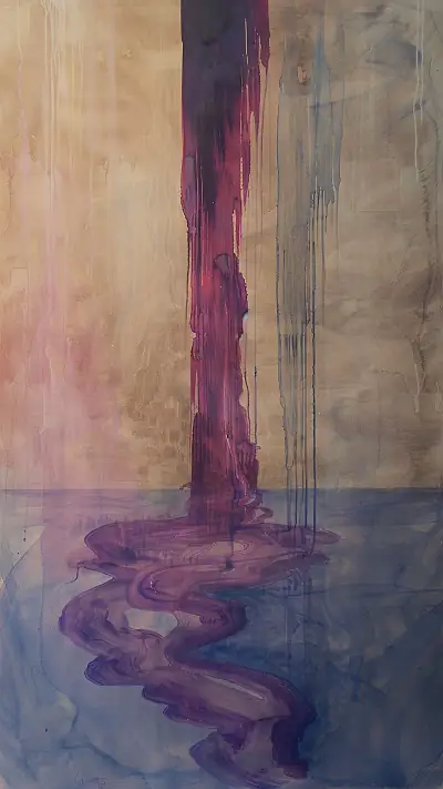 Marbled Ink Cascade, AI-generated abstract phone wallpaper