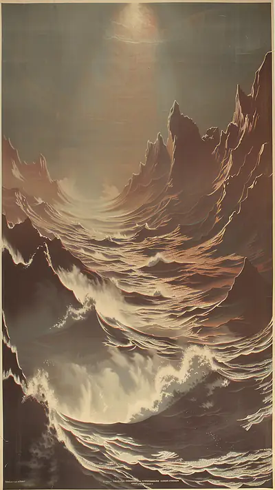 Tumultuous Ocean Waves, AI-generated ocean phone wallpaper