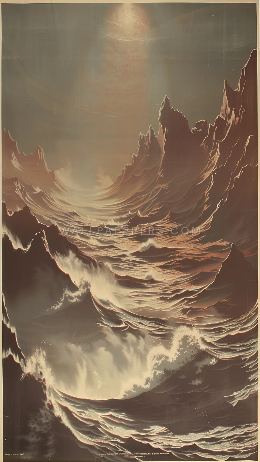 Tumultuous Ocean Waves, AI-generated ocean phone wallpaper