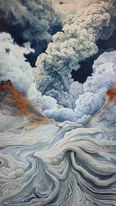 Sakurajima Volcanic Eruption, AI-generated volcanic phone wallpaper
