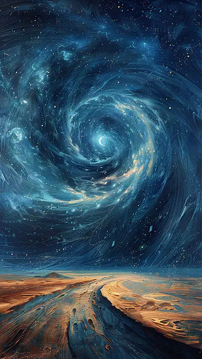 Swirling Cosmic Nebula, AI-generated cosmic phone wallpaper