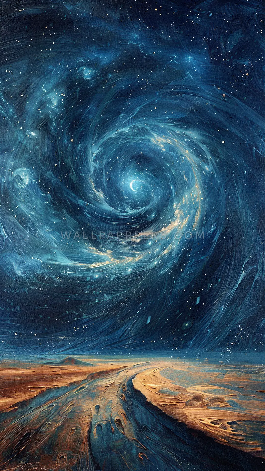 Swirling Cosmic Nebula, AI-generated cosmic phone wallpaper