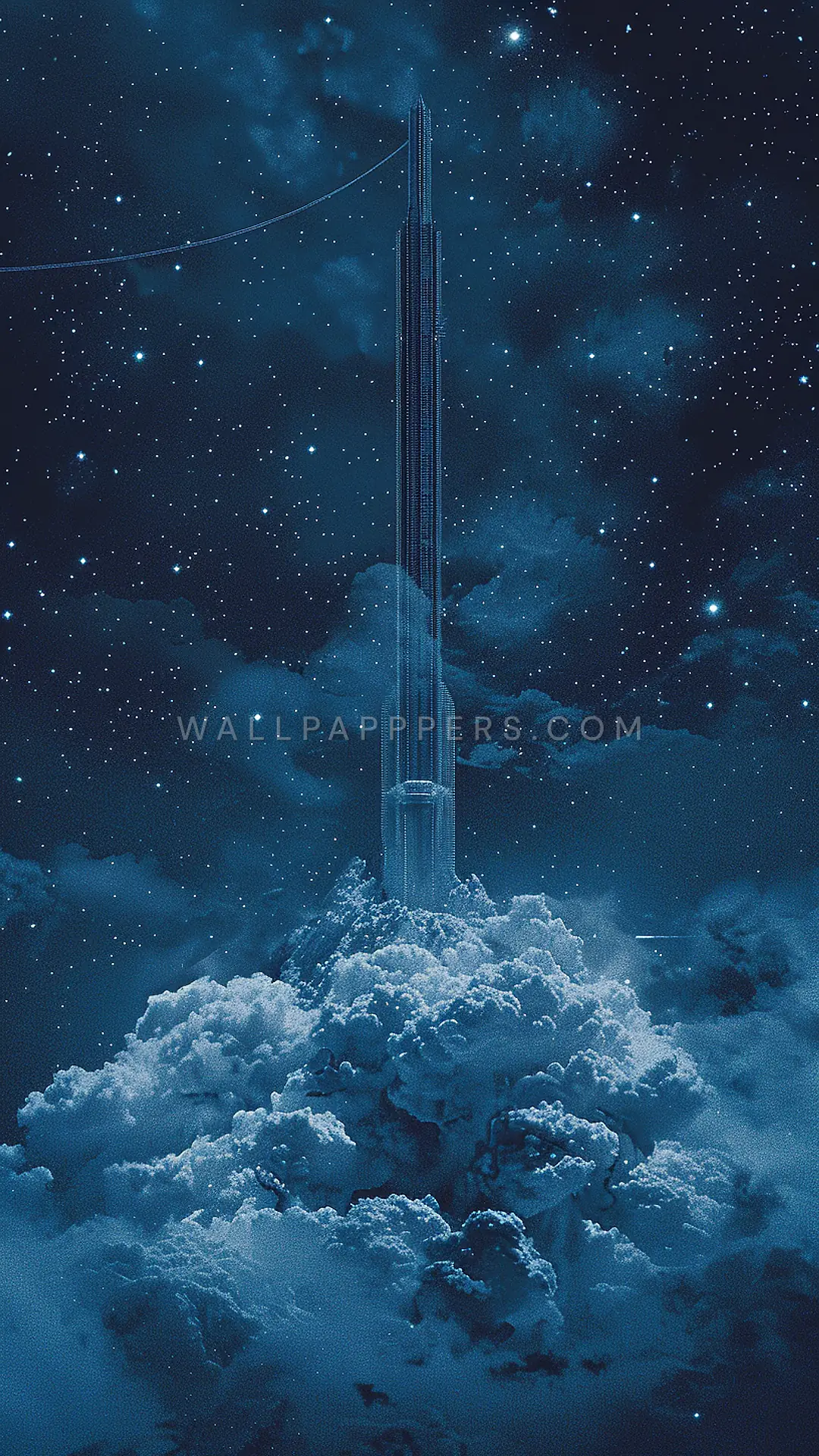 Space Elevator in Stardust, AI-generated space phone wallpaper
