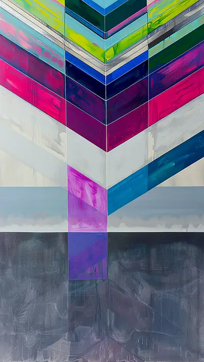 Colorful Chevron Patterns, AI-generated geometric phone wallpaper