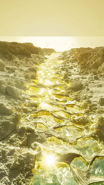 Cracked Sulphur Flats, AI-generated crystals phone wallpaper