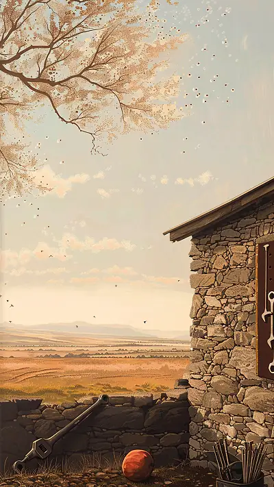 Karoo Farm Workshop, AI-generated architecture phone wallpaper