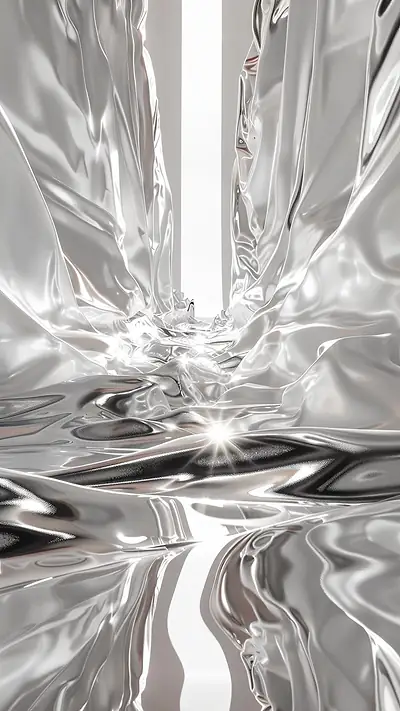 Reflective Chrome Abstract, AI-generated abstract phone wallpaper