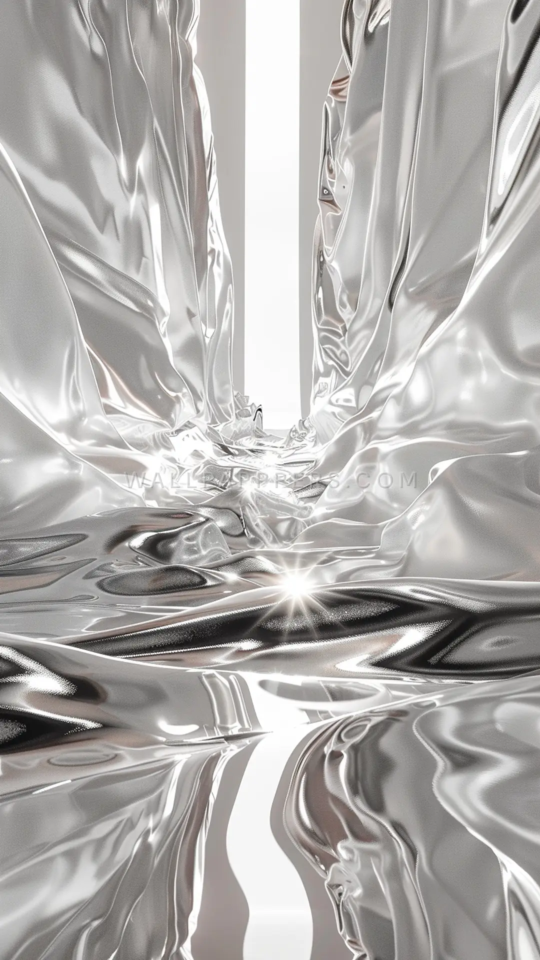 Reflective Chrome Abstract, AI-generated abstract phone wallpaper