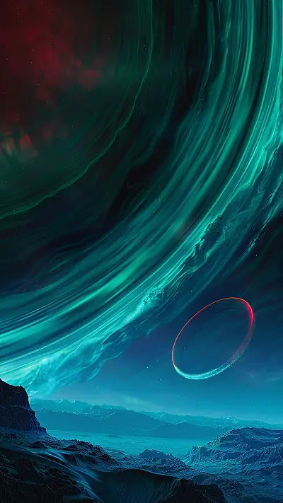 Majestic Gas Giant, AI-generated sci-fi phone wallpaper