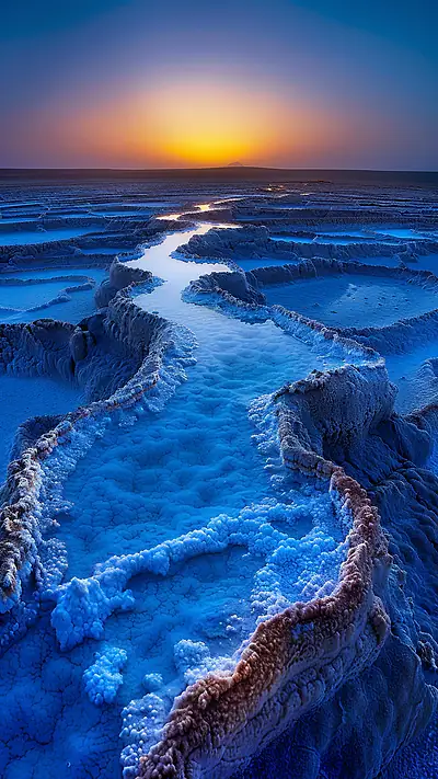 Danakil Depression Sunrise, AI-generated landscape phone wallpaper