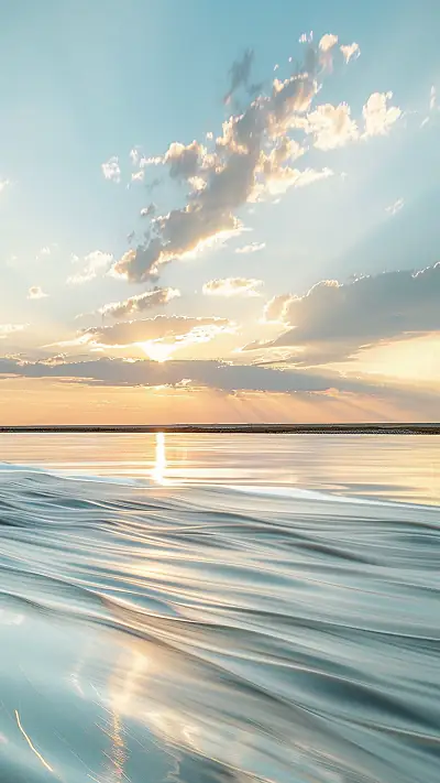 Danube Delta Sunset, AI-generated nature phone wallpaper