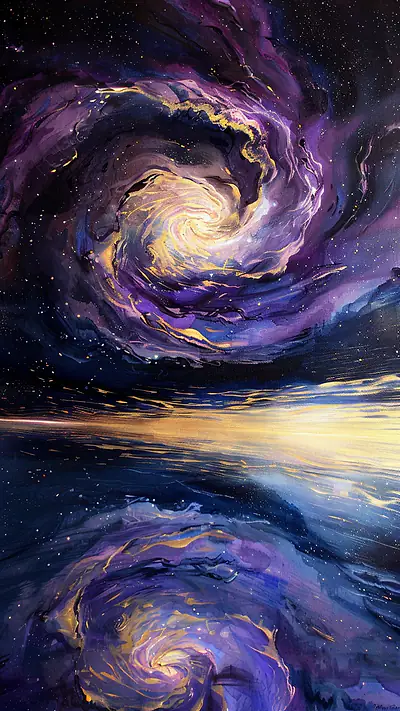 Cosmic Storm Swirl, AI-generated cosmic phone wallpaper