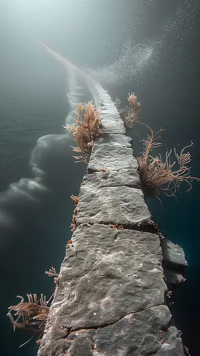 Underwater Ledge in Fjord, AI-generated underwater phone wallpaper