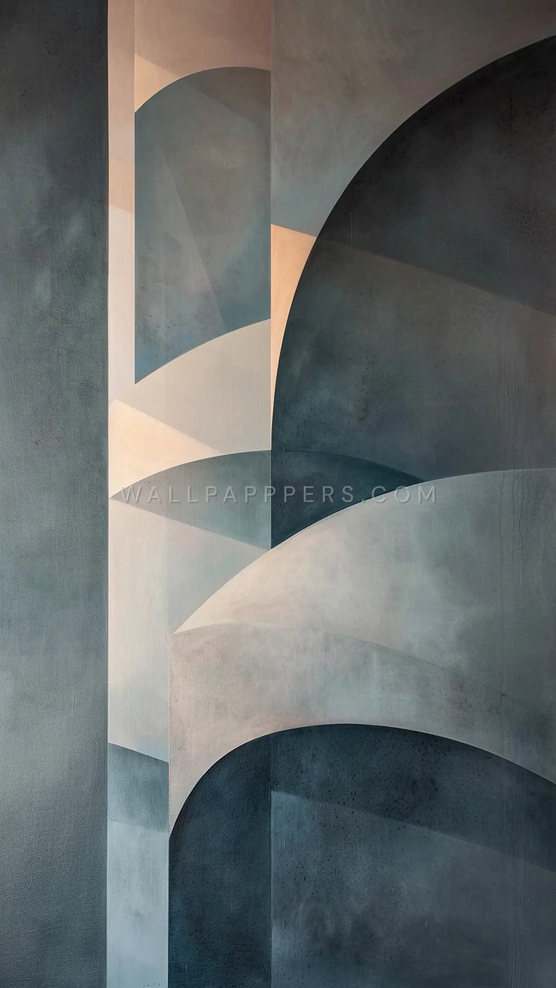 Layered Geometric Shapes, AI-generated geometric phone wallpaper