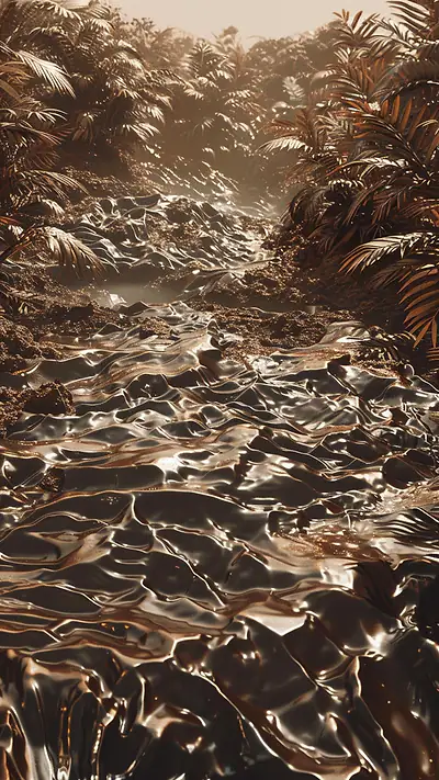 Obsidian Flow Landscape, AI-generated volcanic phone wallpaper