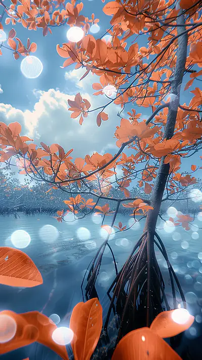 Serene Mangrove Forest, AI-generated flora phone wallpaper