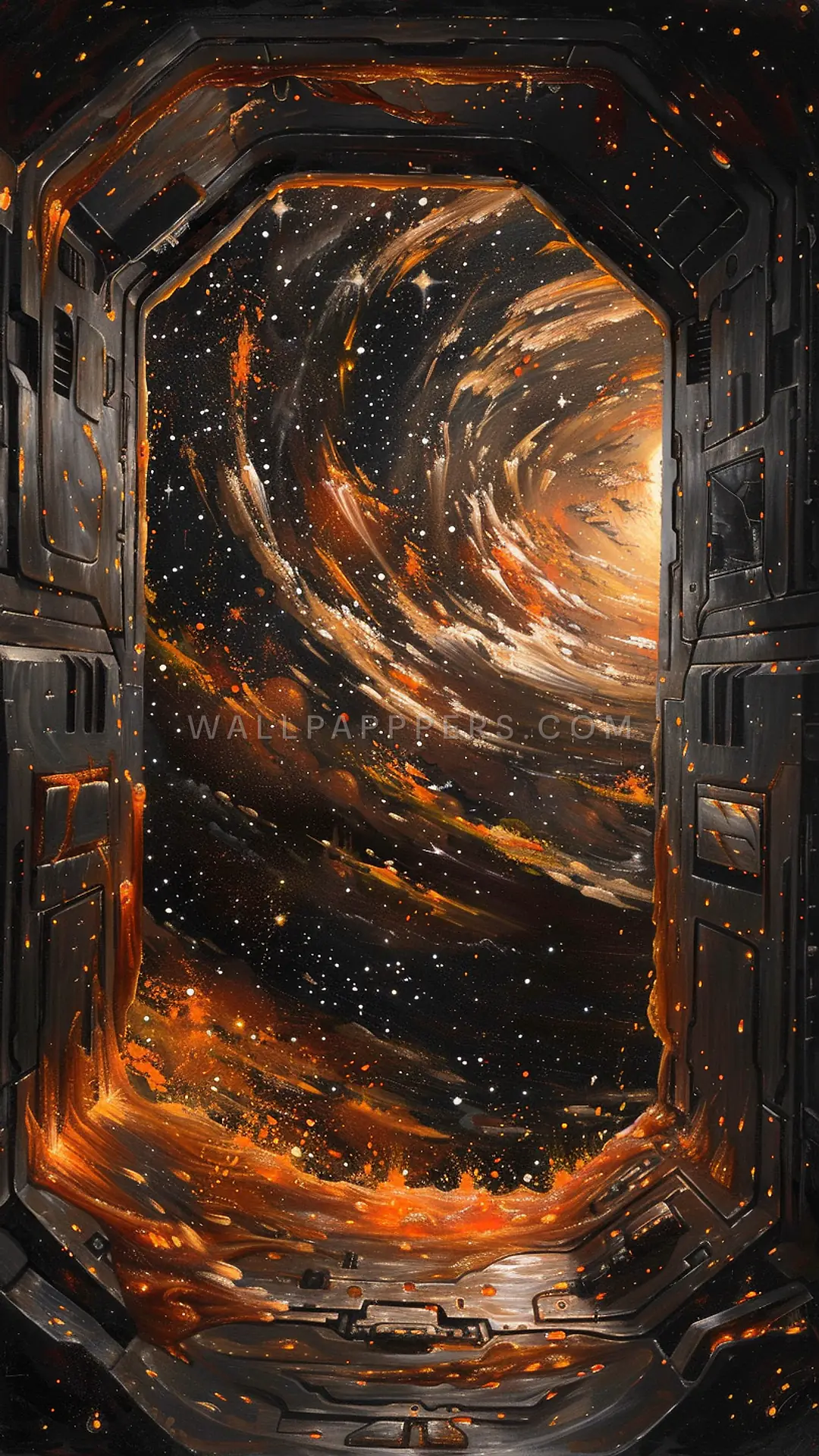 Cargo Module in Space, AI-generated cosmic phone wallpaper