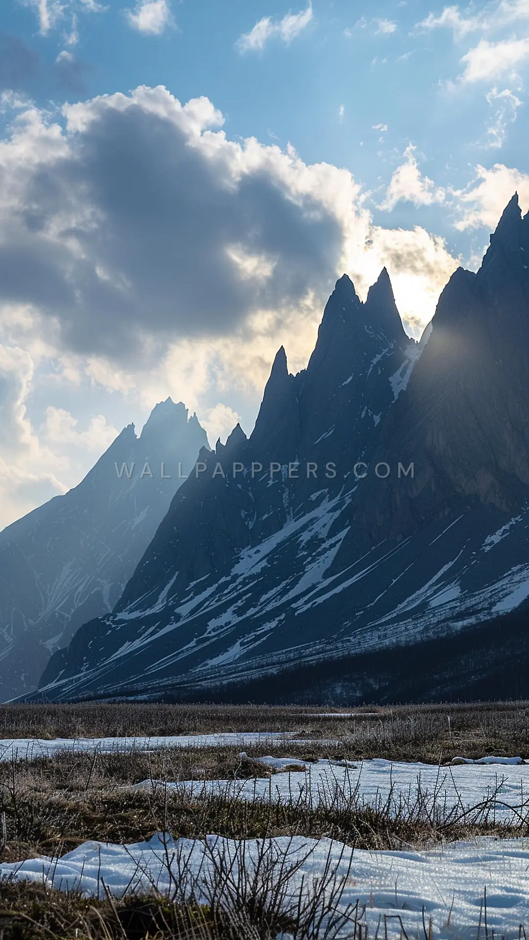 Yamal Tundra Peaks, AI-generated mountain phone wallpaper