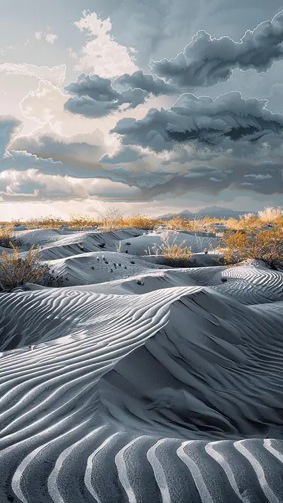 Storm Over Sonoran Desert, AI-generated desert phone wallpaper