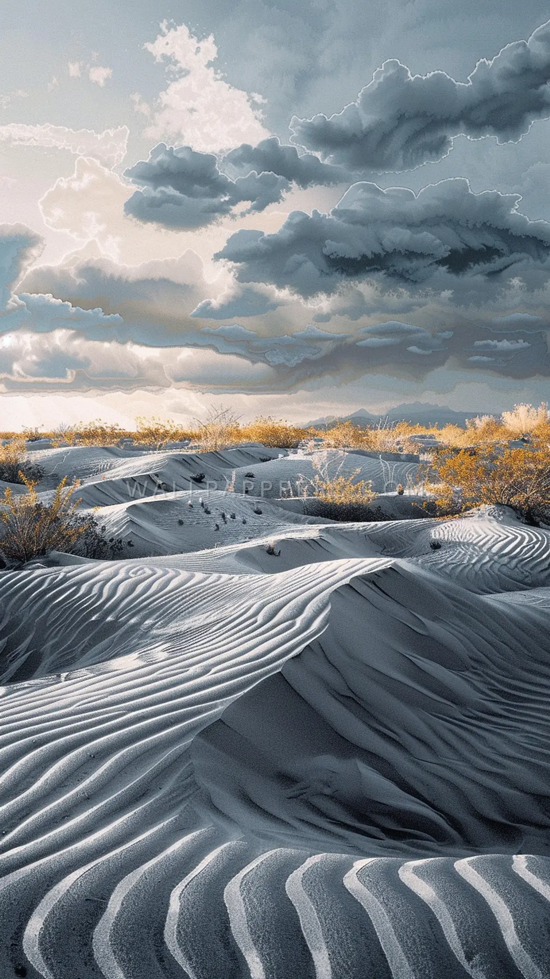 Storm Over Sonoran Desert, AI-generated desert phone wallpaper