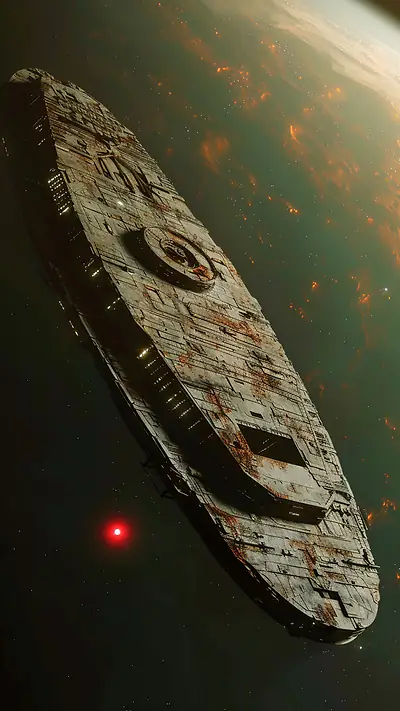 Derelict Generation Ship, AI-generated cosmic phone wallpaper