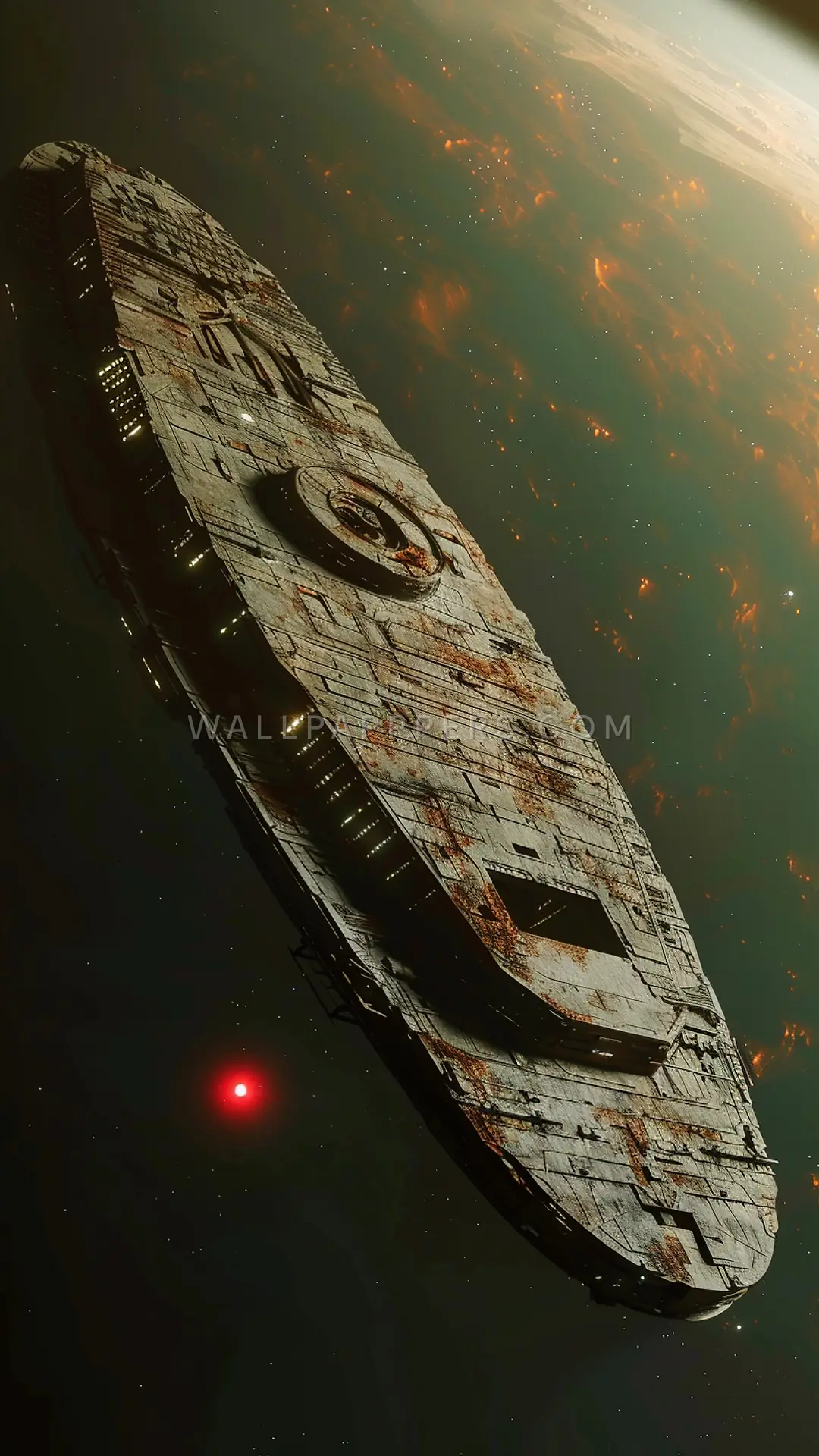Derelict Generation Ship, AI-generated cosmic phone wallpaper