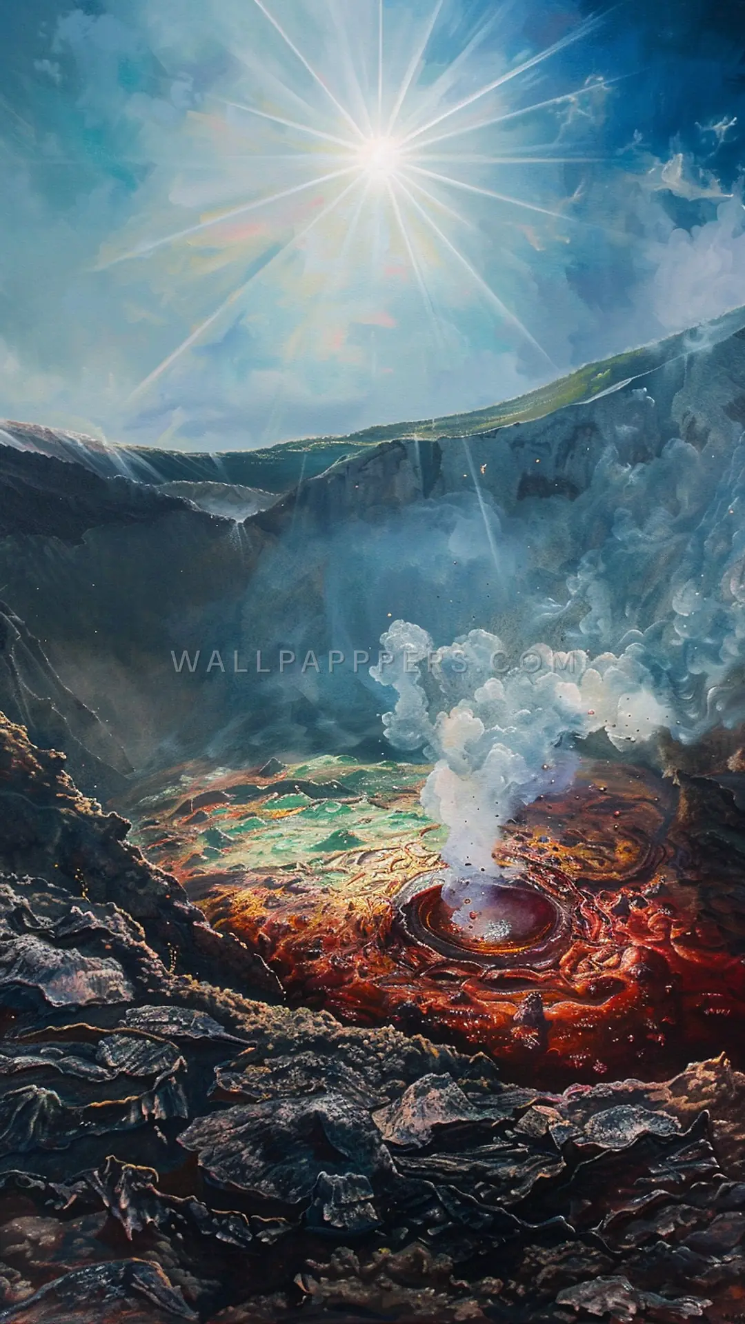 Masaya Crater Eruption, AI-generated volcanic phone wallpaper