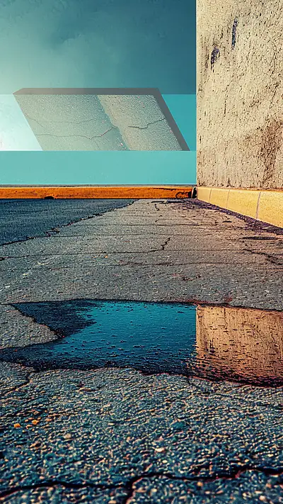 Asphalt Reflection, AI-generated vaporwave phone wallpaper