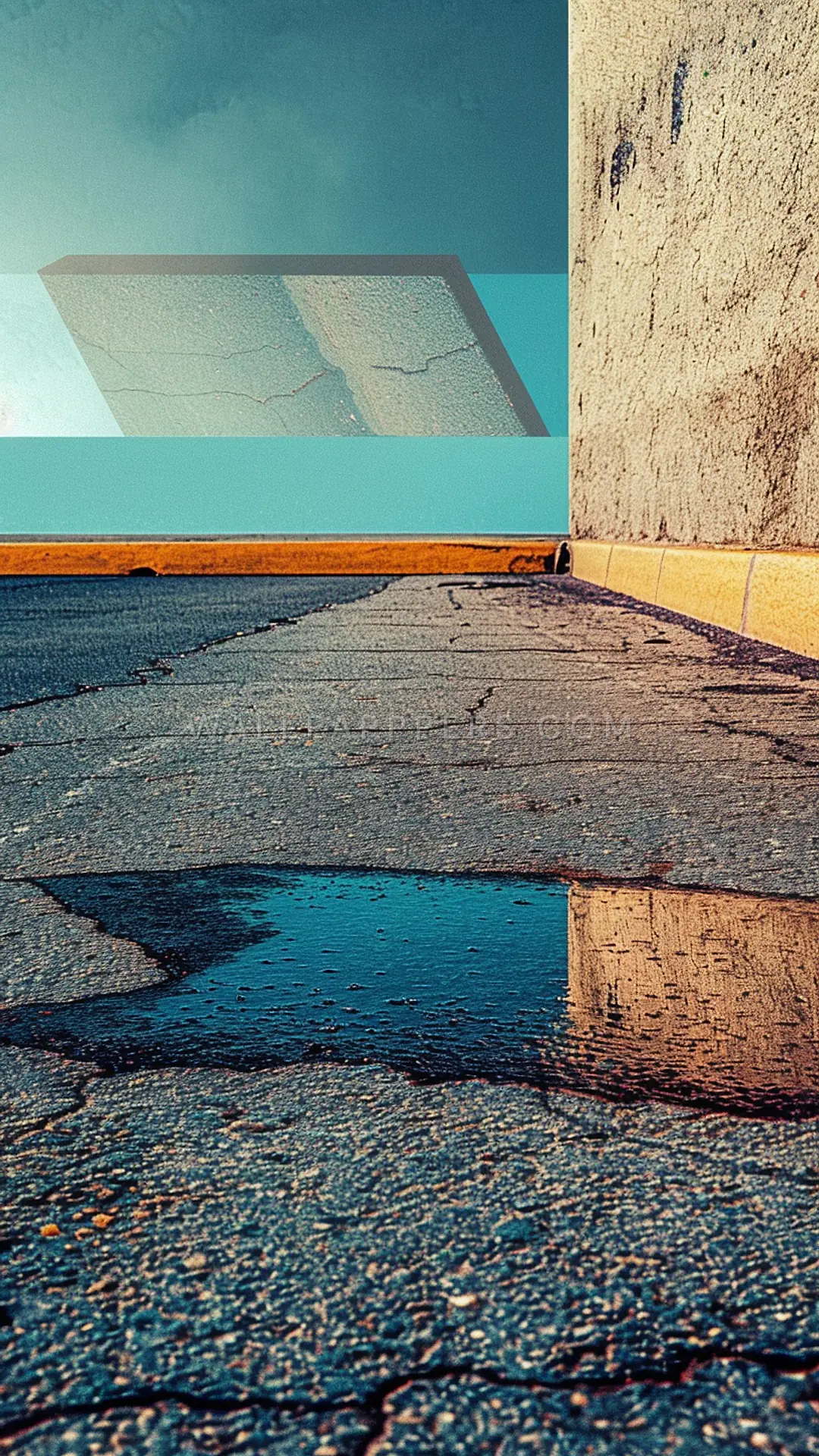 Asphalt Reflection, AI-generated vaporwave phone wallpaper