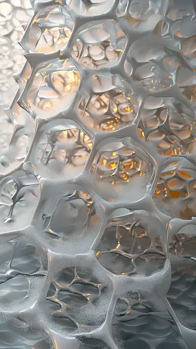 Ethereal Honeycomb Structure, AI-generated vaporwave phone wallpaper