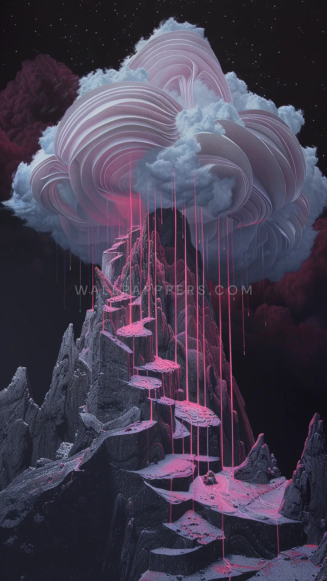 Lenticular Cloud Over Mountain, AI-generated aurora phone wallpaper